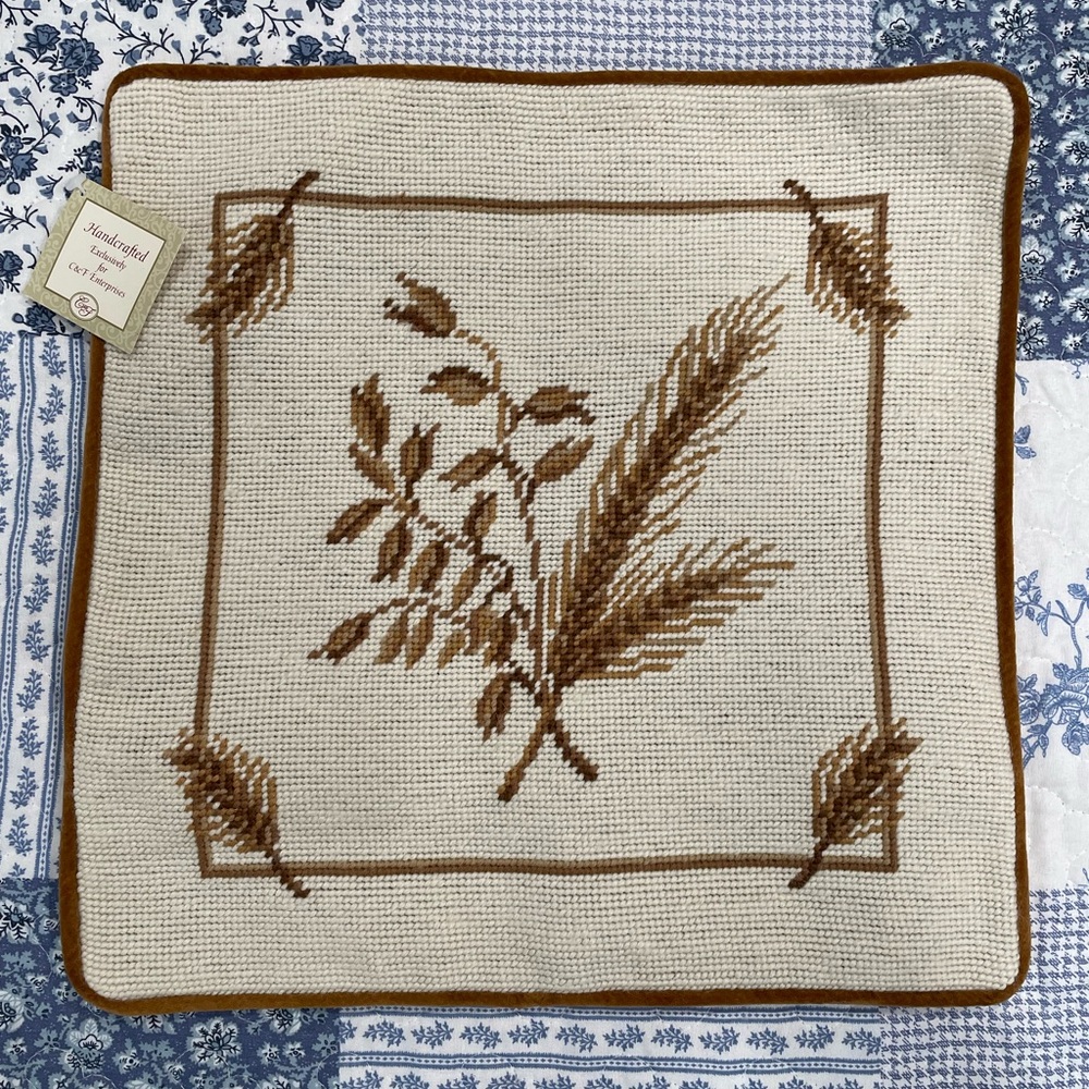 Autumn Wheat Needlepoint Pillow Cover New With Tags